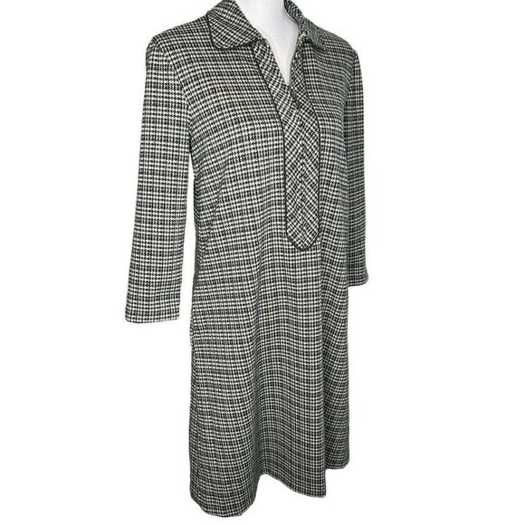 J. Mclaughlin Shirt Dress Long Sleeve Collared V-Neck Tweed Herringbone Size S - Picture 3 of 7